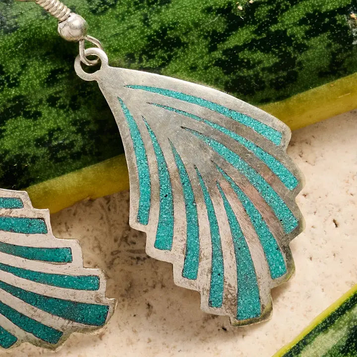 Cila Turquoise & Metal Dangle Wing Earrings