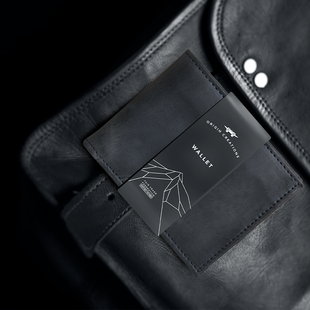 BIFOLD Leather Wallet Electric Black / Fair Trade Artisan