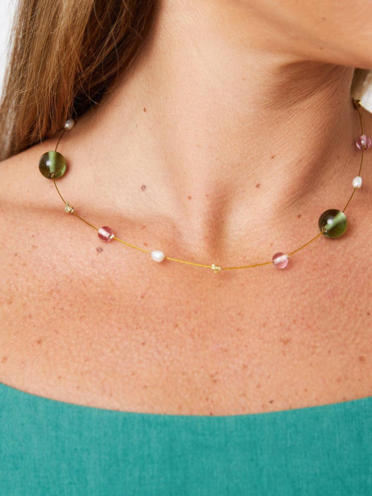 Laurel Beaded Necklace Gold
