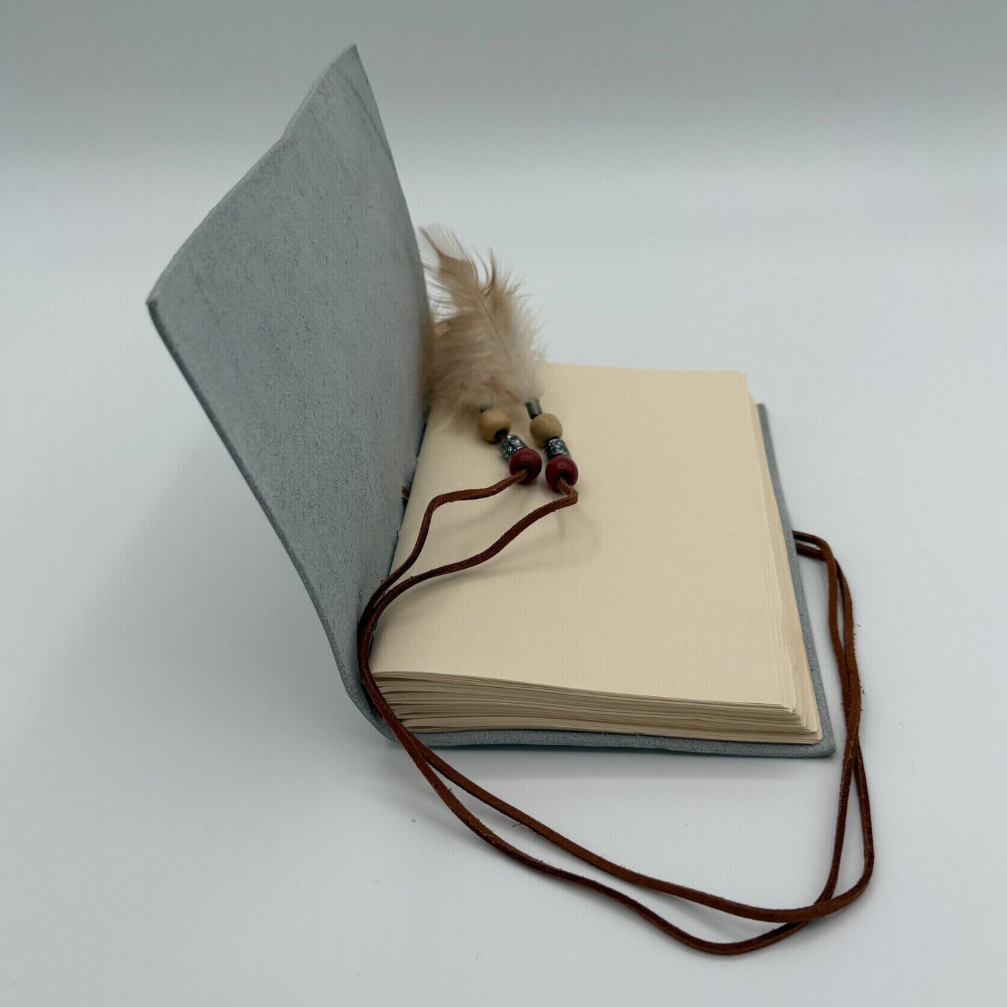 Leather Journal - Gray/Feathers