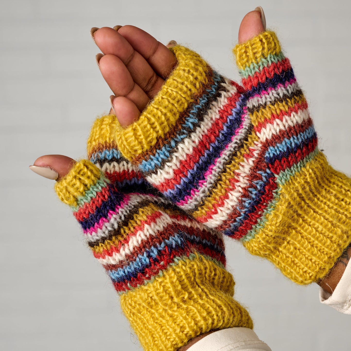 Wrist warmers lined strps wl/polyester 7L gld/asst