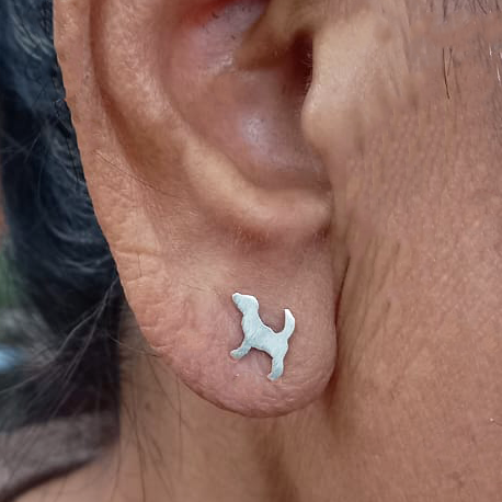 Tiny Dog Studs - Sterling Silver