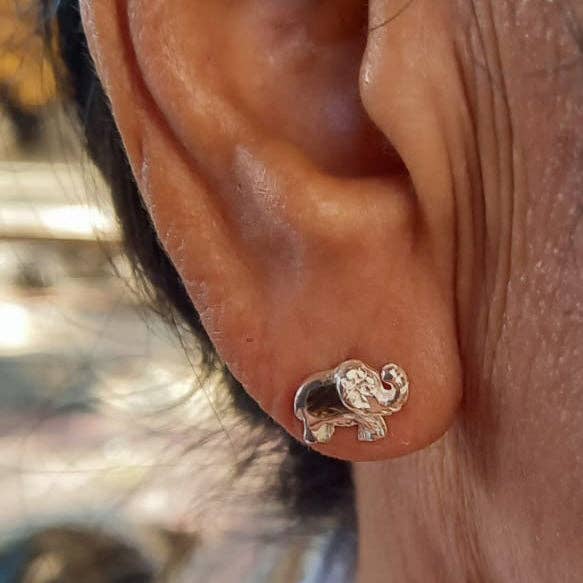 Abalone Elephant Studs - Sterling Silver, Indonesia