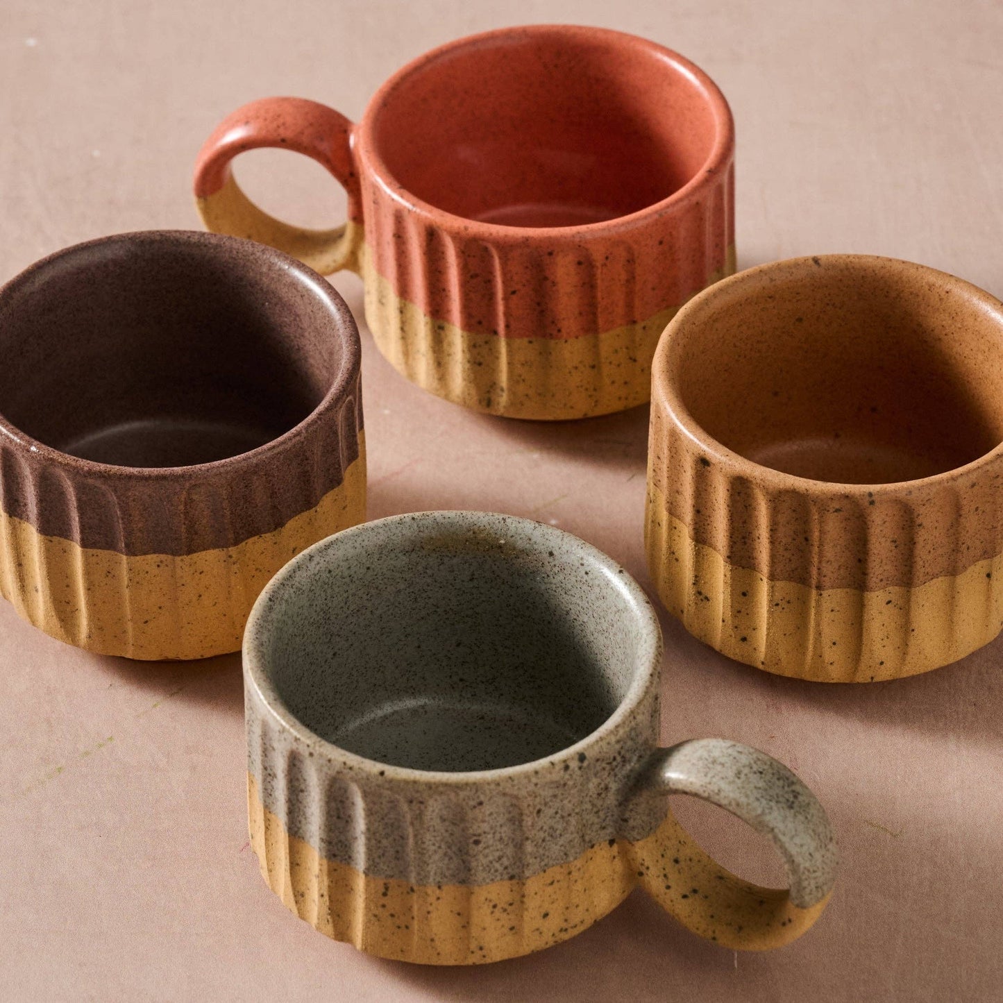 Sundara Fluted Ceramic Espresso Mugs - Assorted