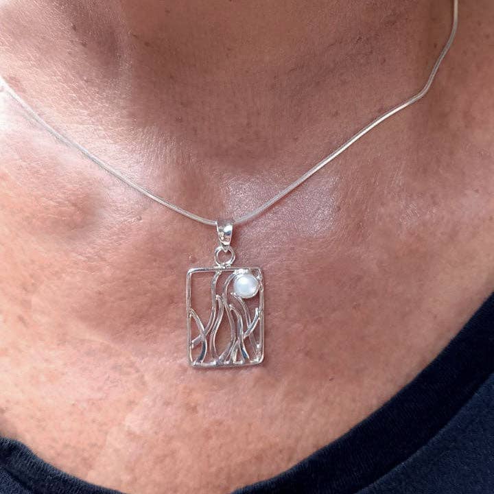 Rising Moon Necklace - Sterling Silver