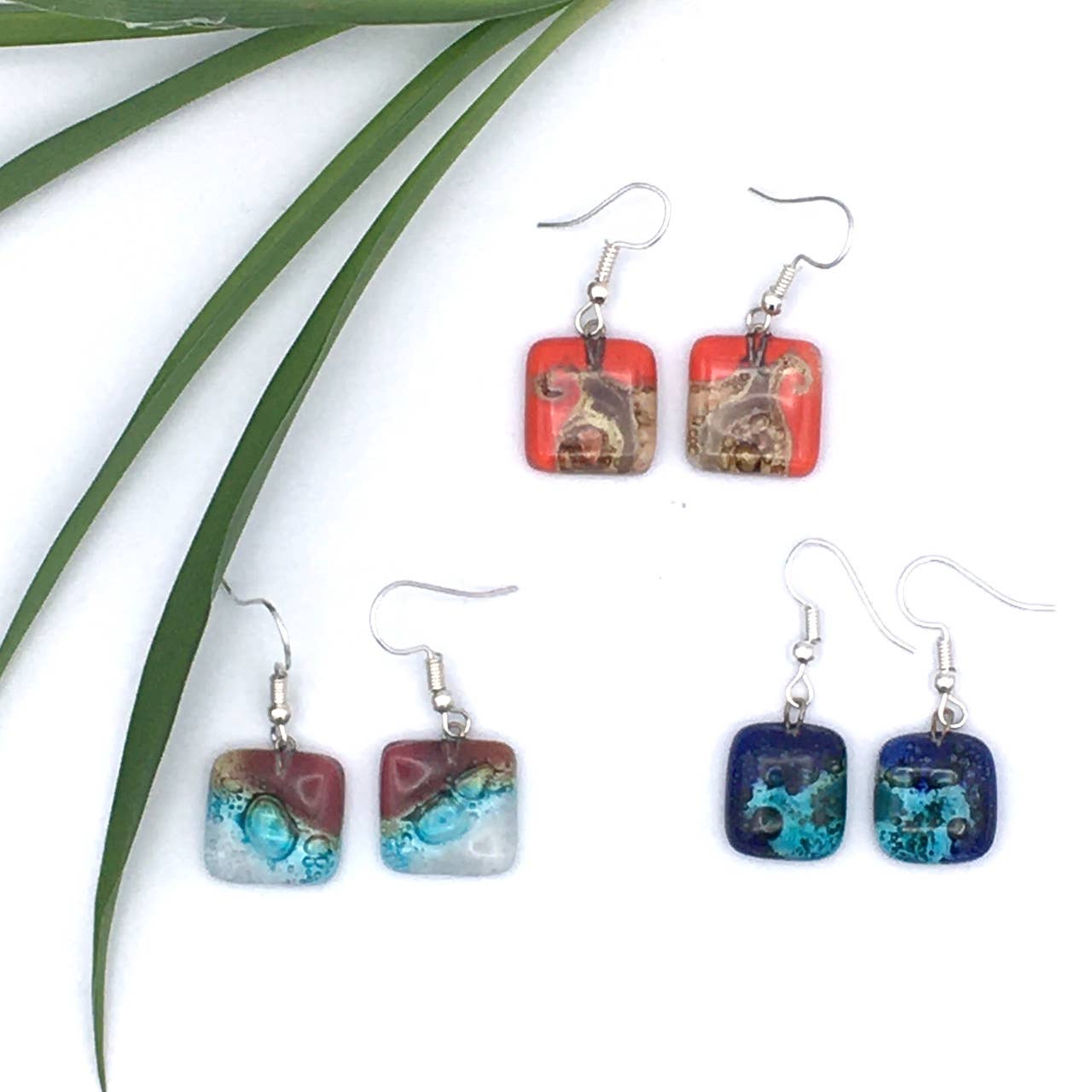 Small Recycled Windowpane Glass Earrings - Assorted Shapes