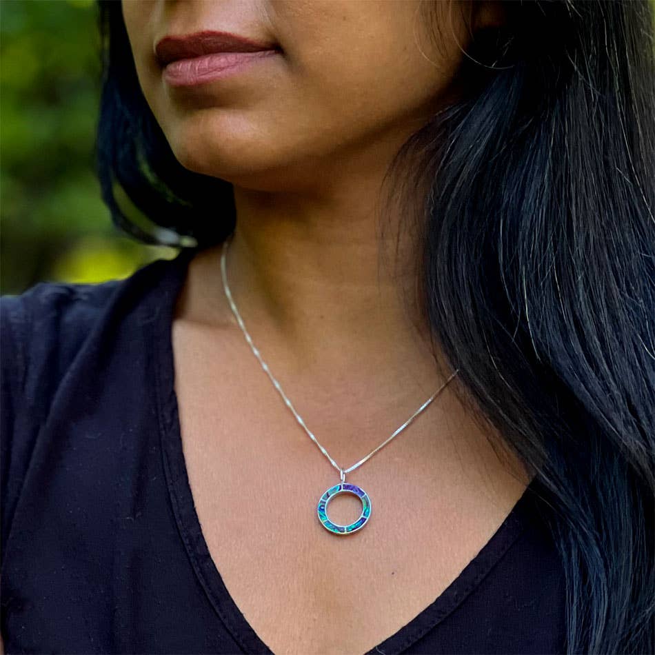 Mother-of-pearl Inlay Necklace - Sterling Silver