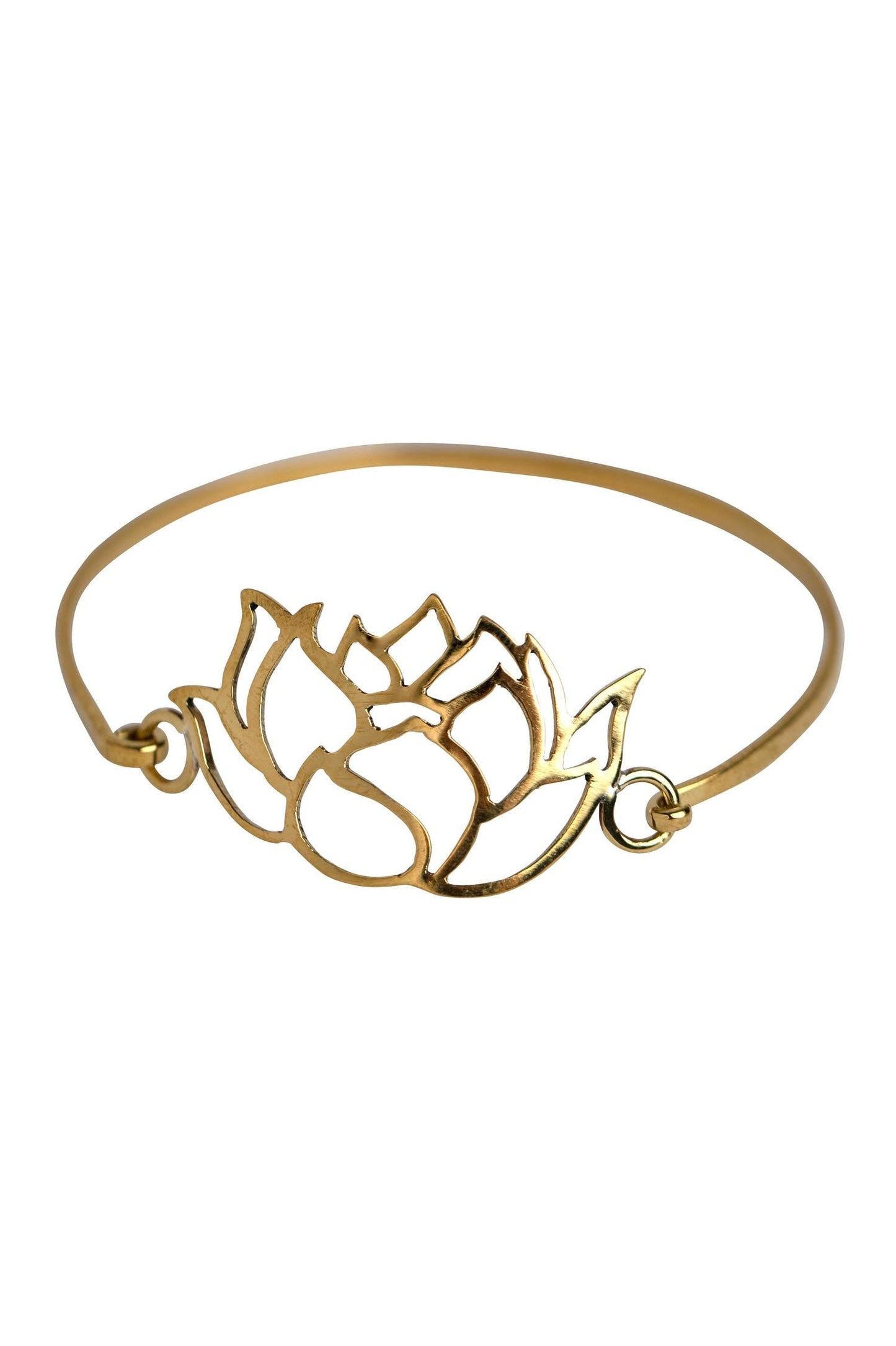 Bracelet hinged lotus bombshell 1Wx2.5D brass