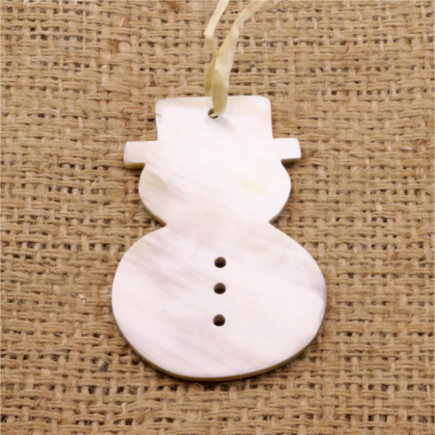 Snowman Cow Horn Ornament