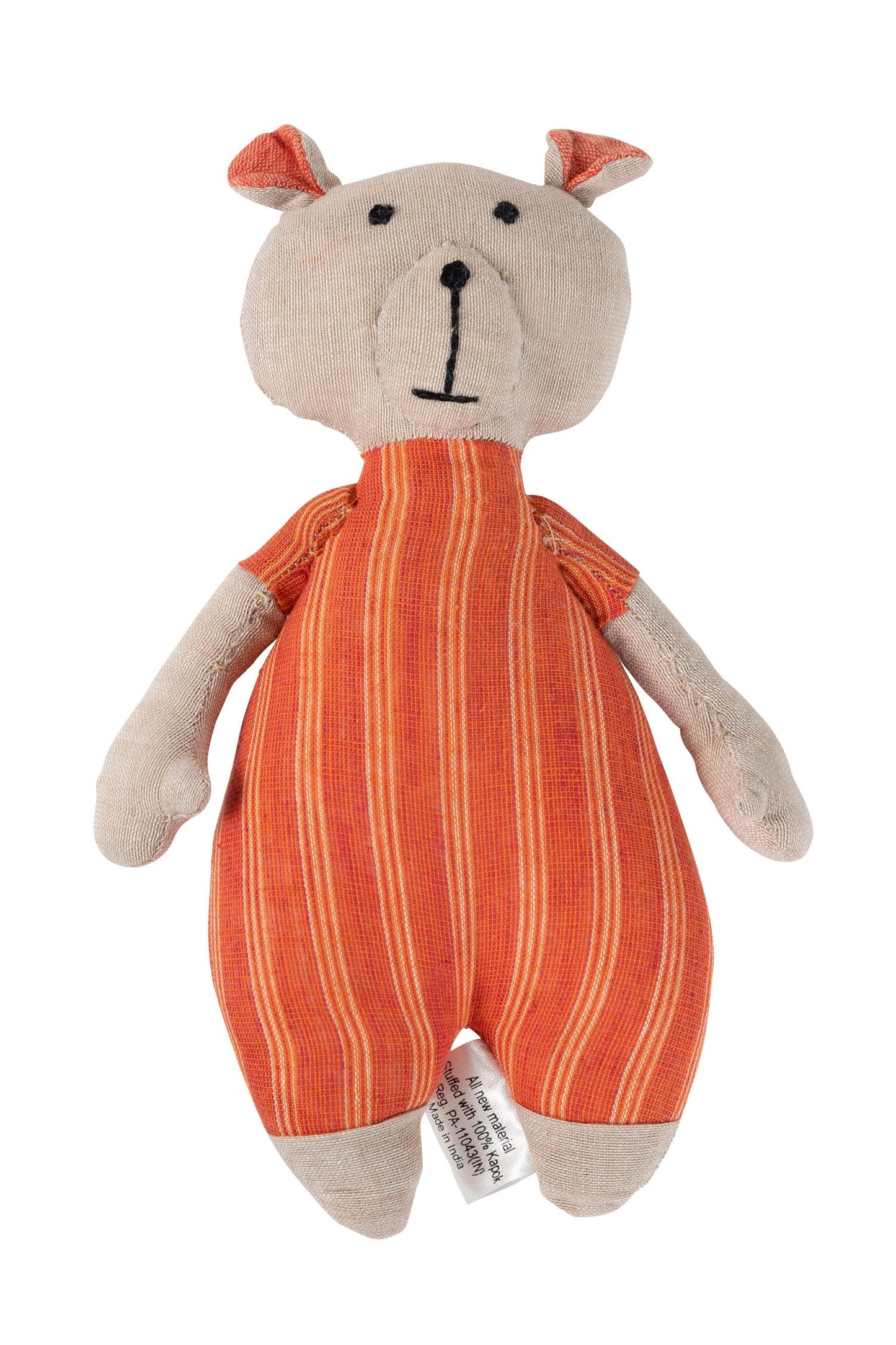 Bear w/adoption card stuffed cotton 7H orange/tan