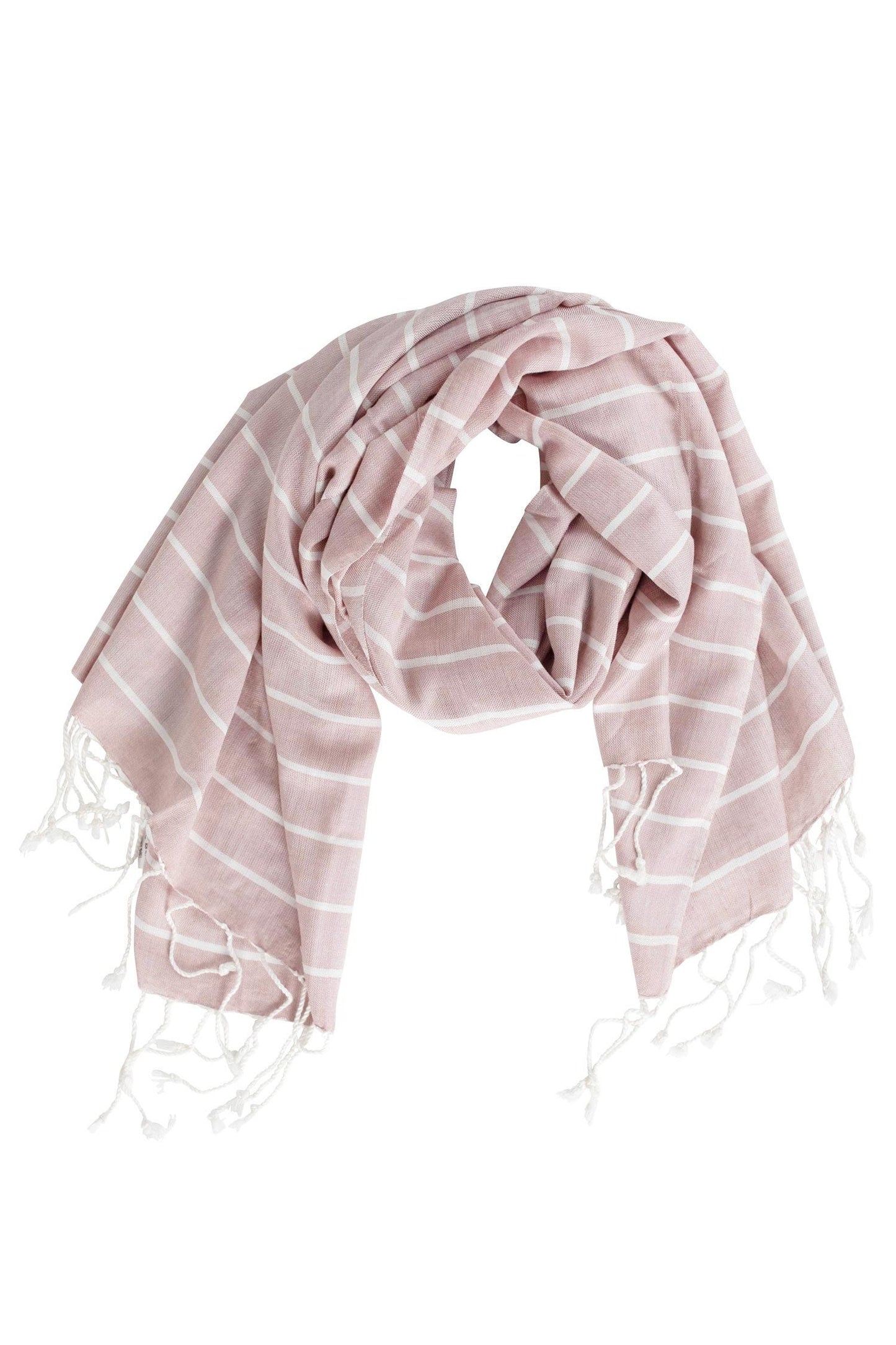 Scarf uniform stripes viscose 84Lx27W rose/white