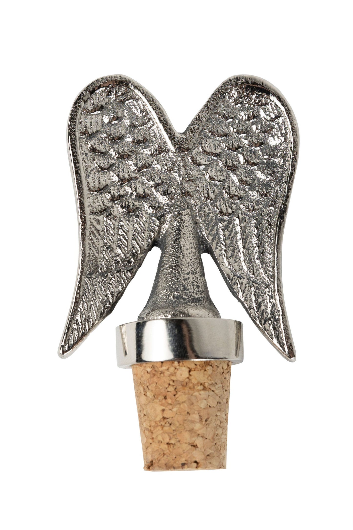 Bottle topper angel metal/cork 1.5Dx3.H silver/nat