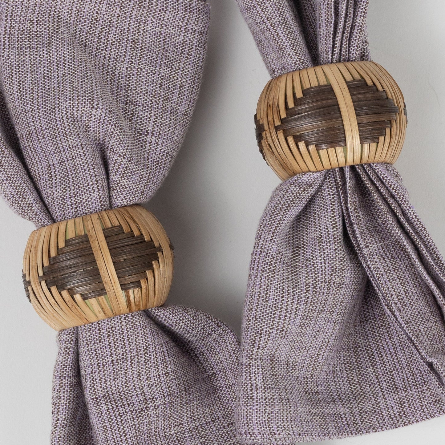 Napkin ring set/2 M/2 cane/resin 2.25D nat/brn