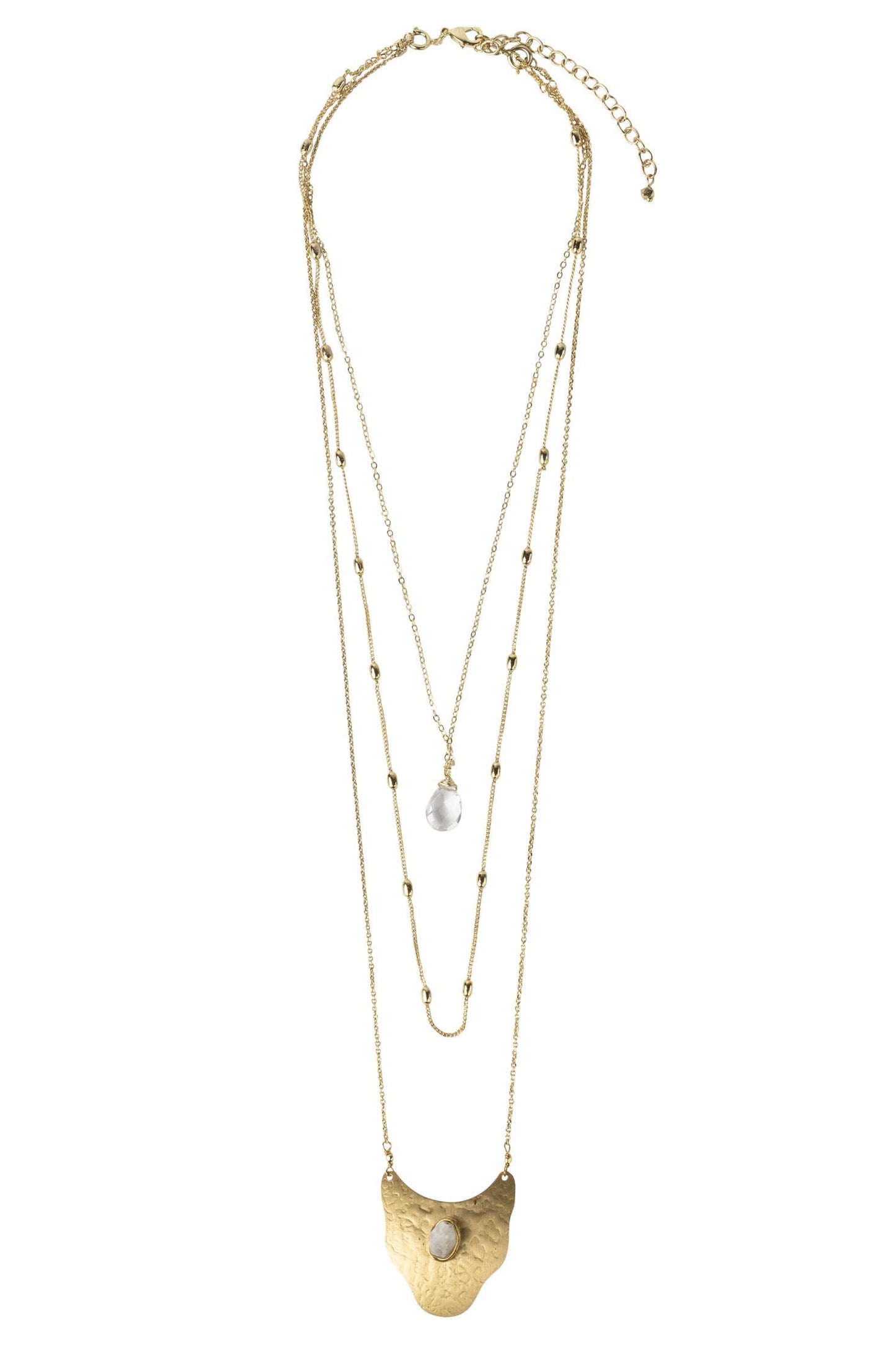Necklace 3 convertible layers br/moonstn 18L gold