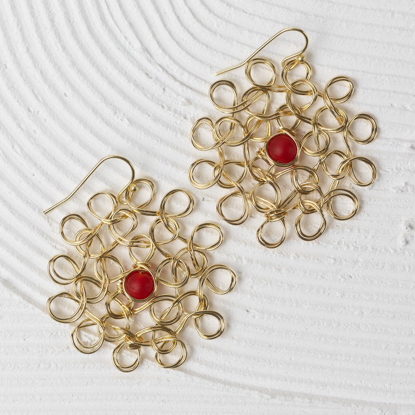 Earrings dangle filigree rnd brss/glss 2L br/orng