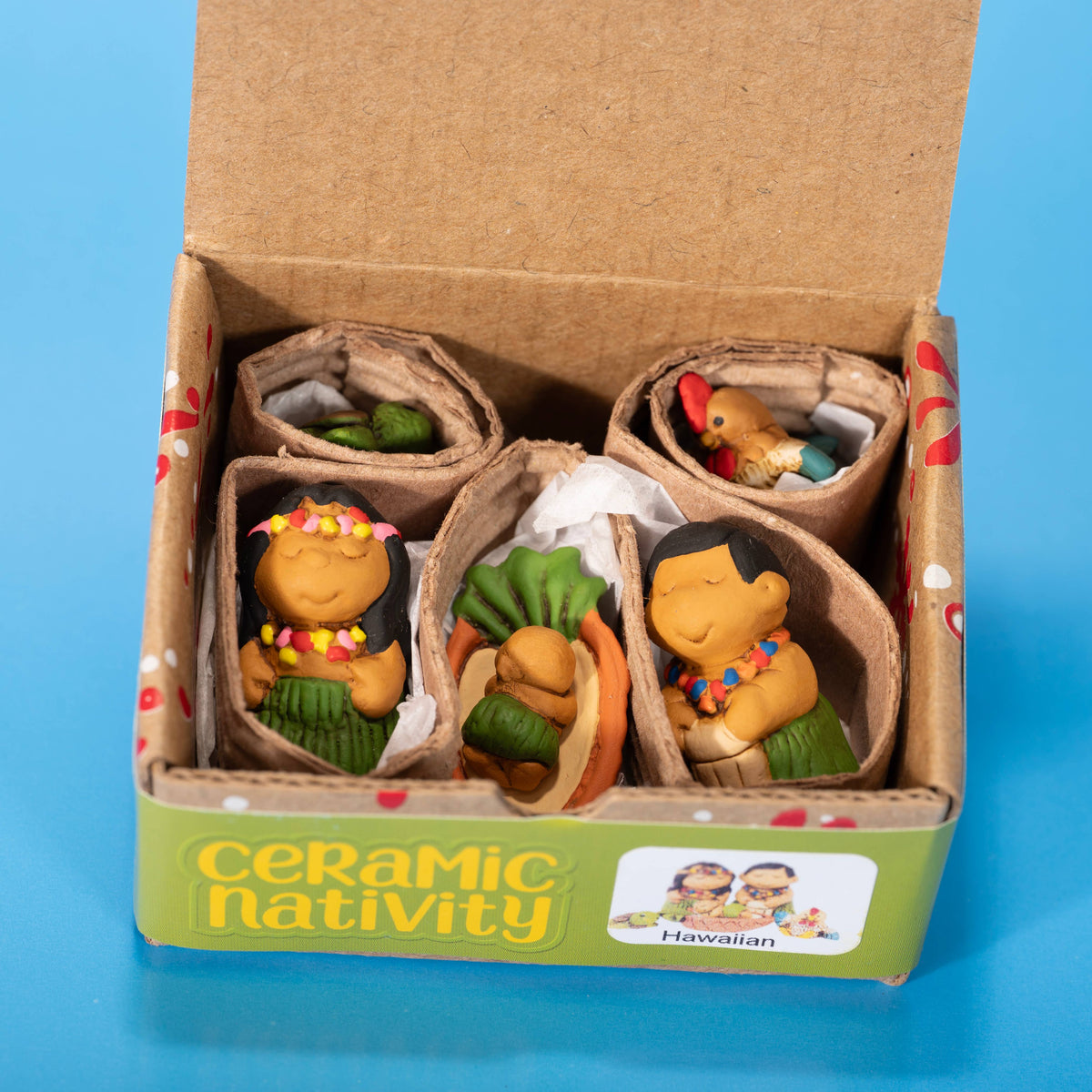 Miniature Ceramic Nativity - Hawaiian