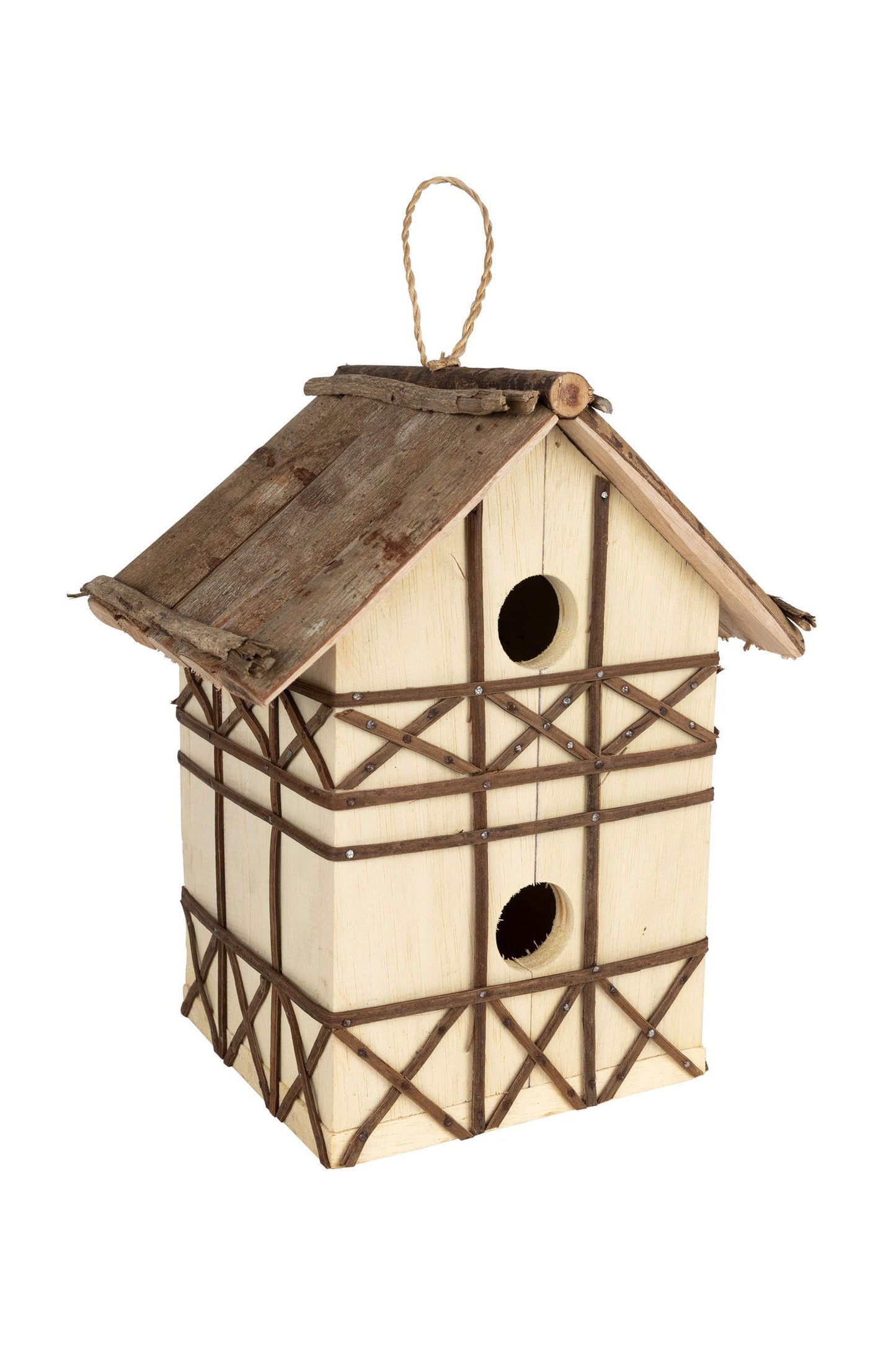 Birdhouse 2 holes Tudor wood 8.5Lx6Wx10H brn/nat