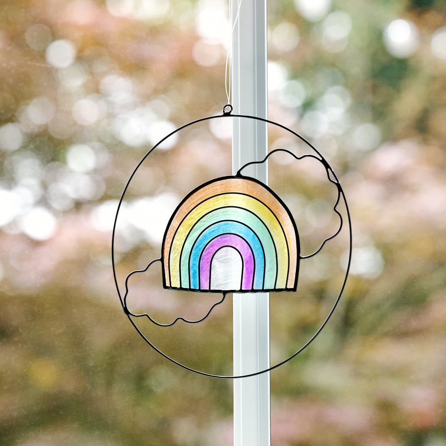 Suncatcher rainbow capiz/mtl 4.75D multi/blk