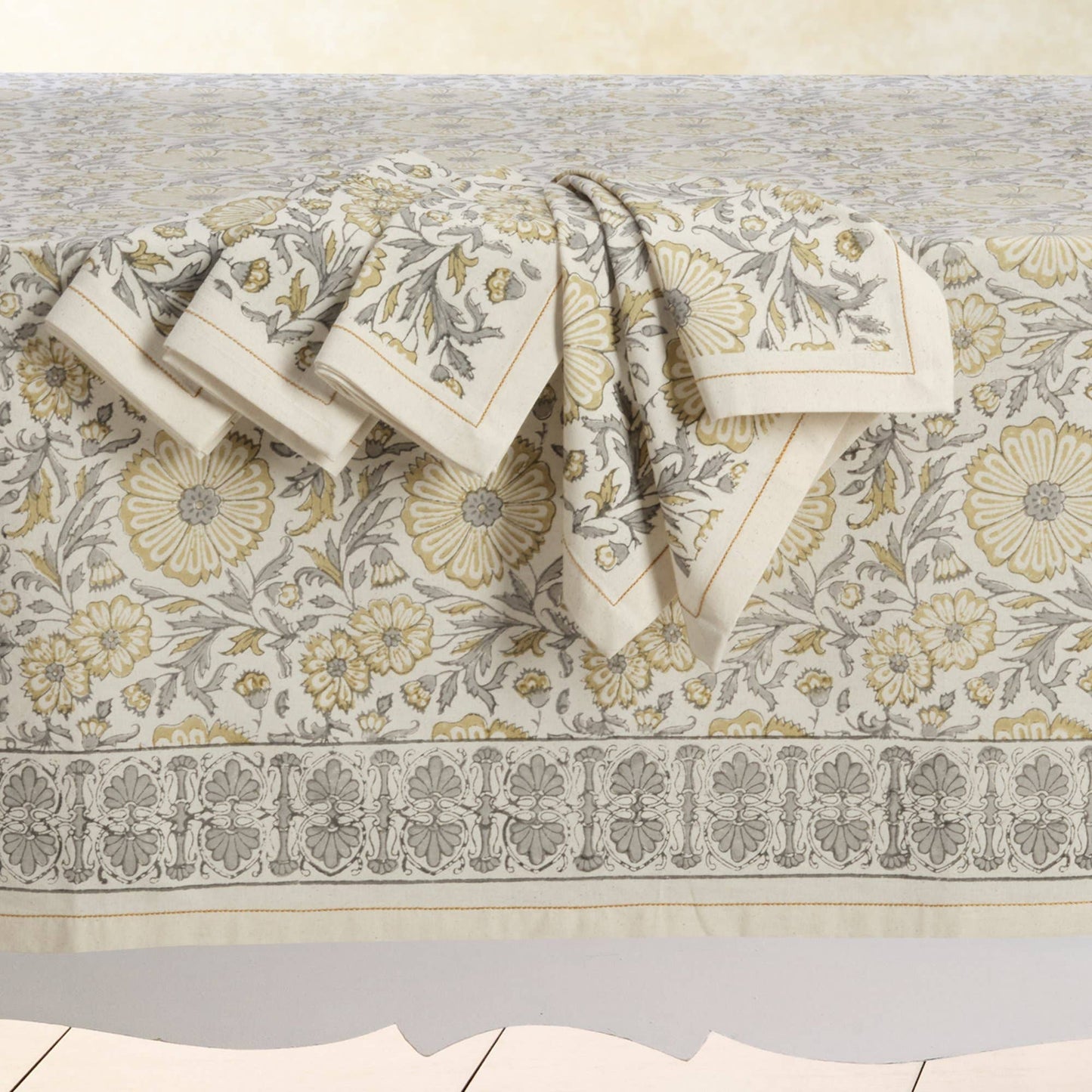 Hand Block Printed Cotton Napkin Set (4) - Zinnia