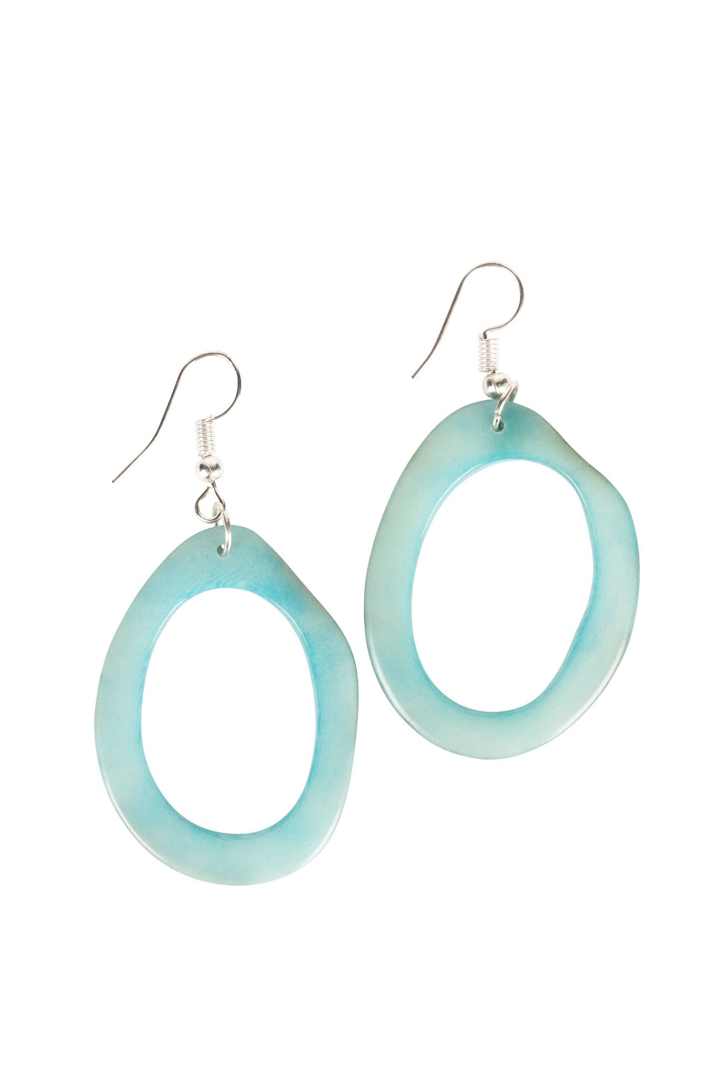 Earring seafoam open oval slice tague 2.5L mint