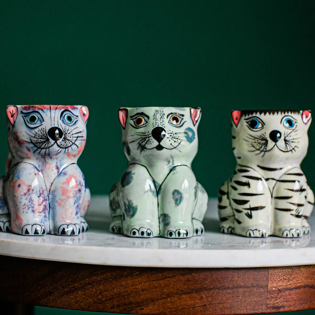 Hand-painted Ceramic Cat Mug - Assorted