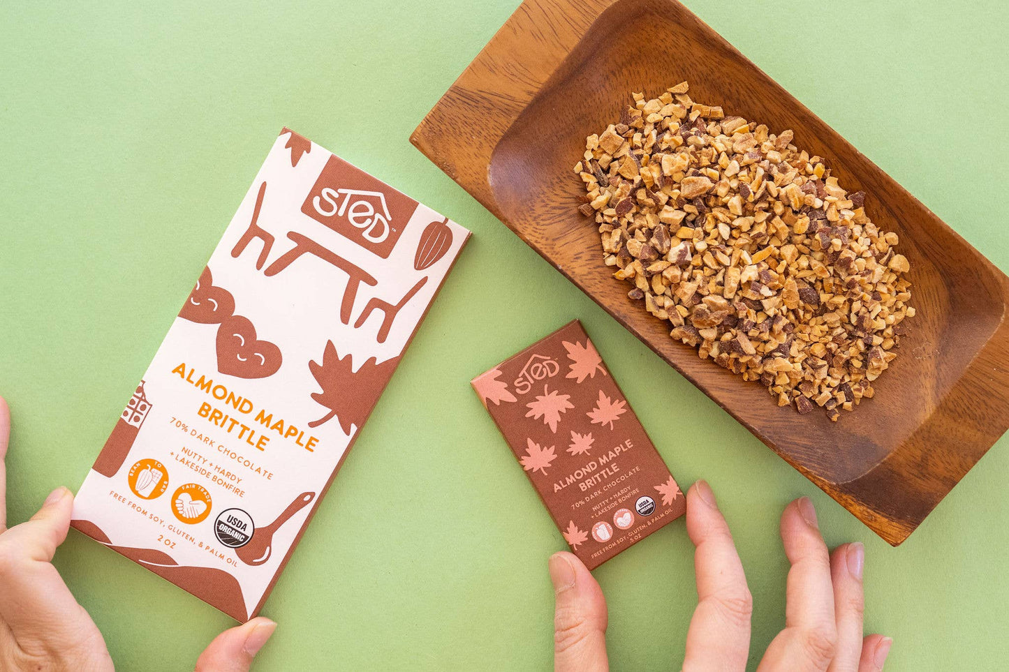 Almond Maple Brittle 70% Dark Chocolate Bar