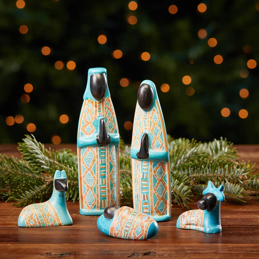 Kitenge Soapstone Christmas Nativity Set