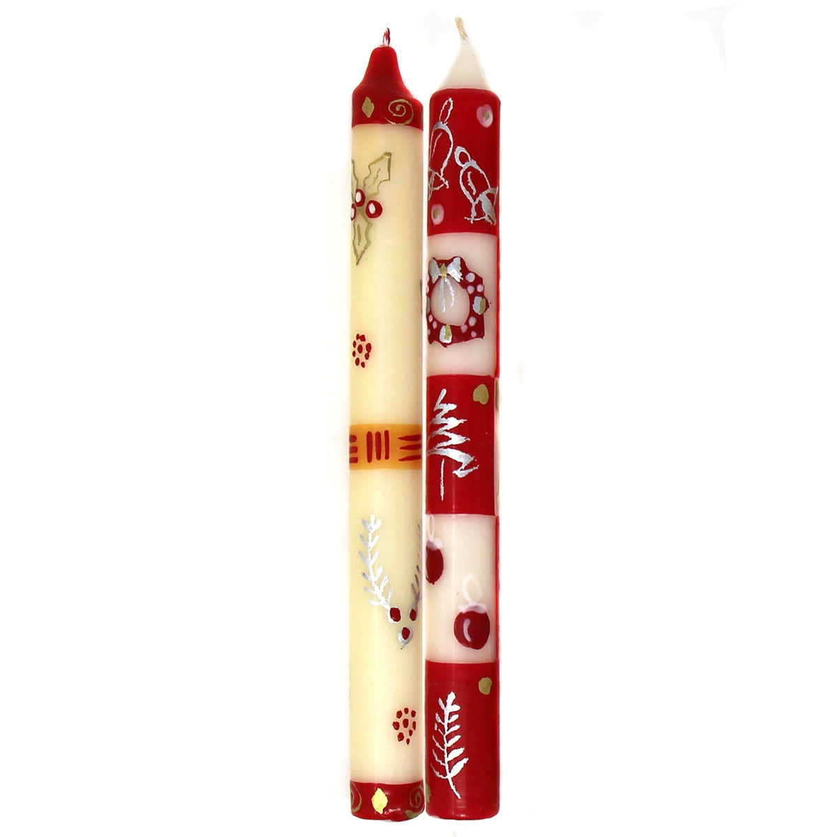 Hand Painted Dinner Pair Candles - Christmas Kimeta Design
