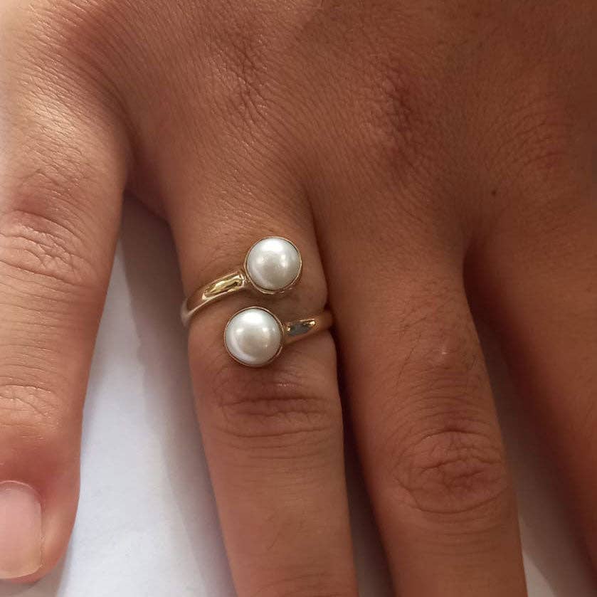 Pearls of Wisdom Adjustable Ring - Brass, Indonesia