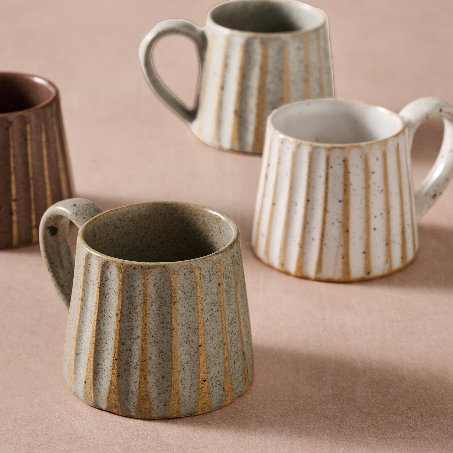 Sundara Conical Fluted Ceramic Espresso Mugs - Assorted