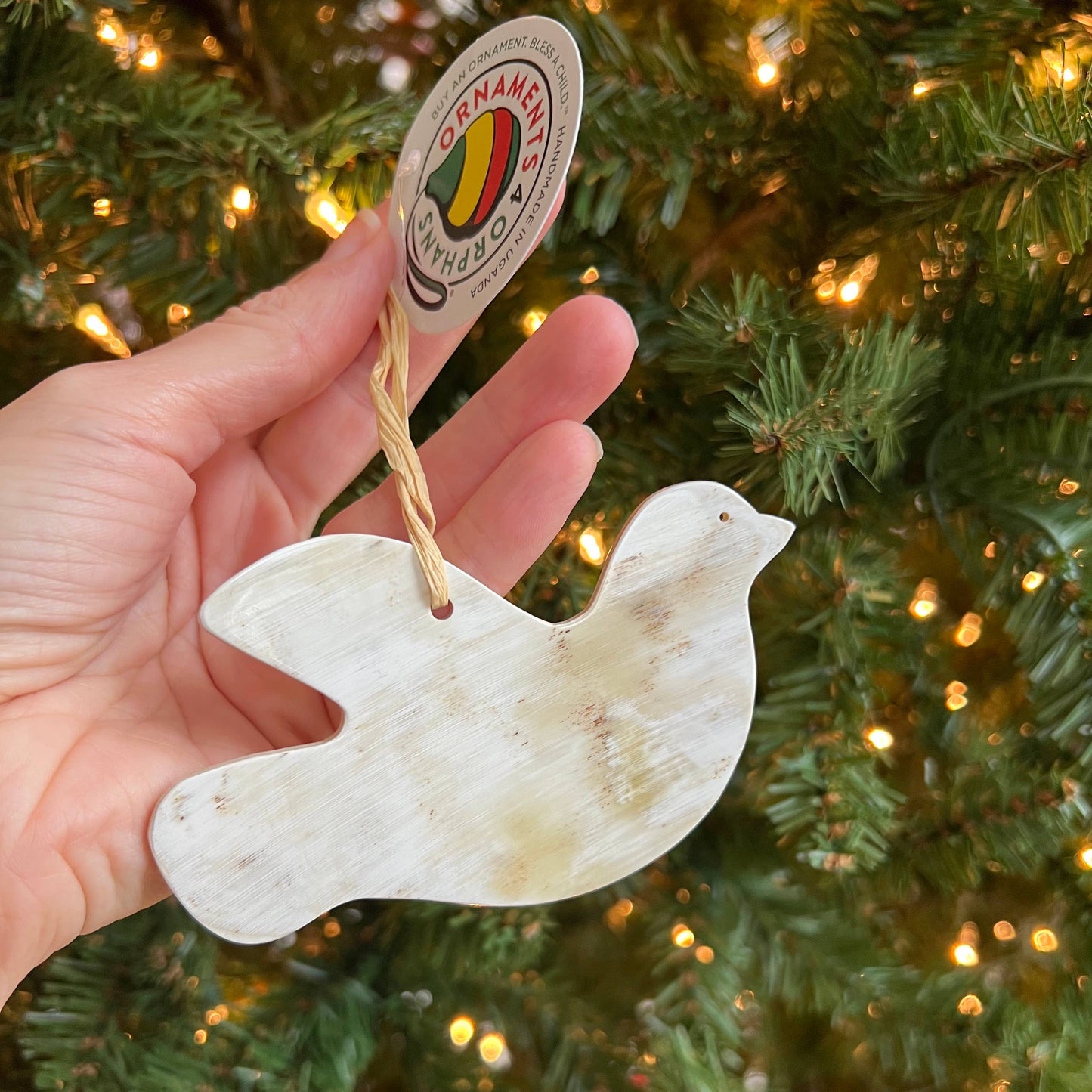 Dove Cow Horn Ornament