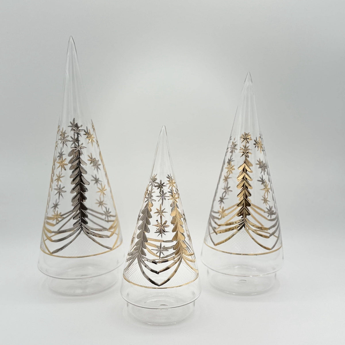 Blown Glass Christmas Tree - Engraved Silver & Gold