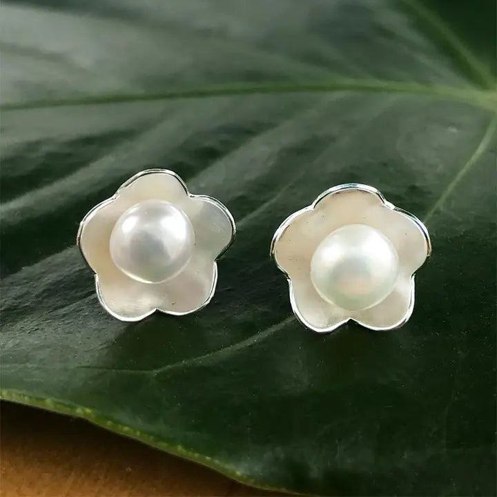 HIDDEN PEARL STUDS - STERLING SILVER