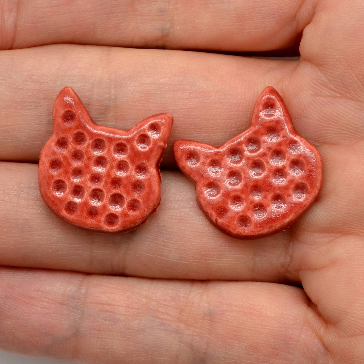 Colorful Ceramic Cat Stud Earrings - Assorted