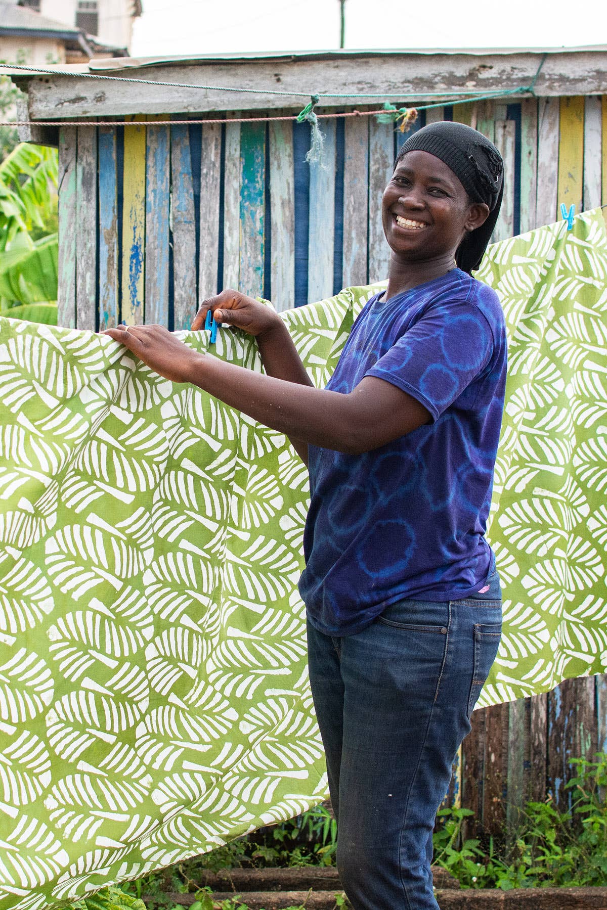 Boardwalk Blouse: Deco Leaf - Olive-Organic