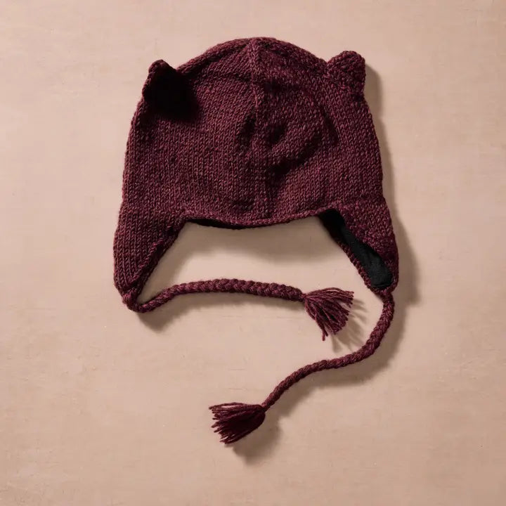 Bina Eggplant Owl Beanie - Kids