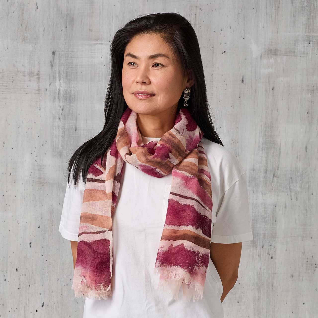 Plum Meadow Hand-Painted Scarf
