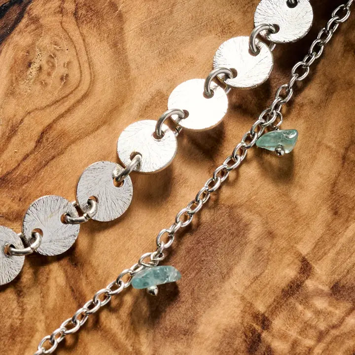 Dohara Disc and Stone Necklace