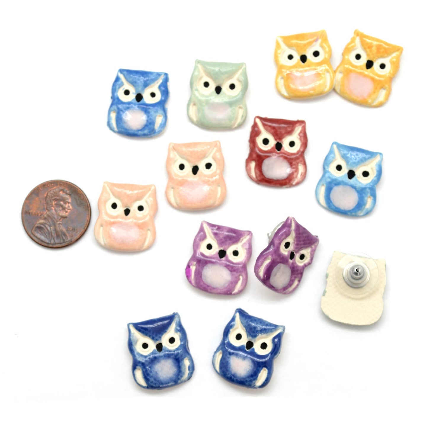 Ceramic Owl Stud Earrings - Assorted