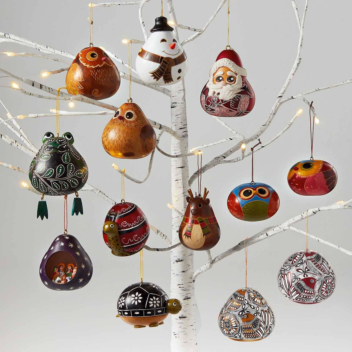 Happy Snowman Gourd Ornament