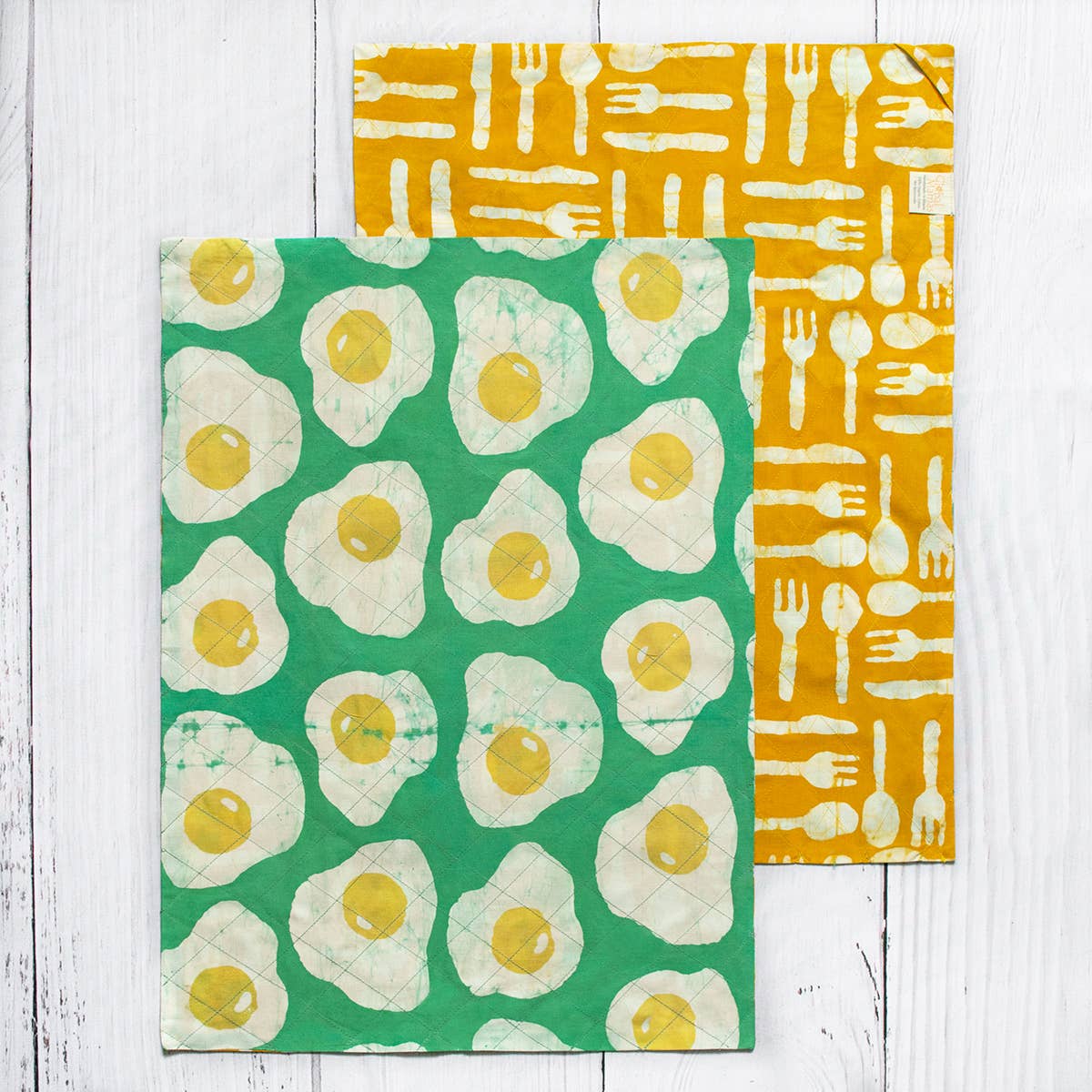 Tea Towels: Eggs - Gold-Organic