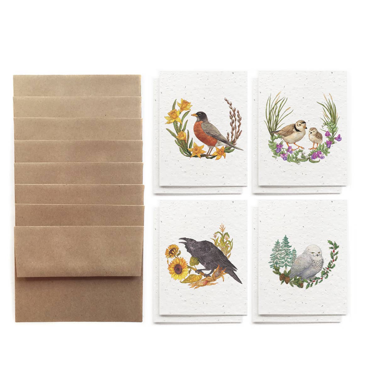 Birds of the Seasons Card Set (8) - Plantable Herb Paper