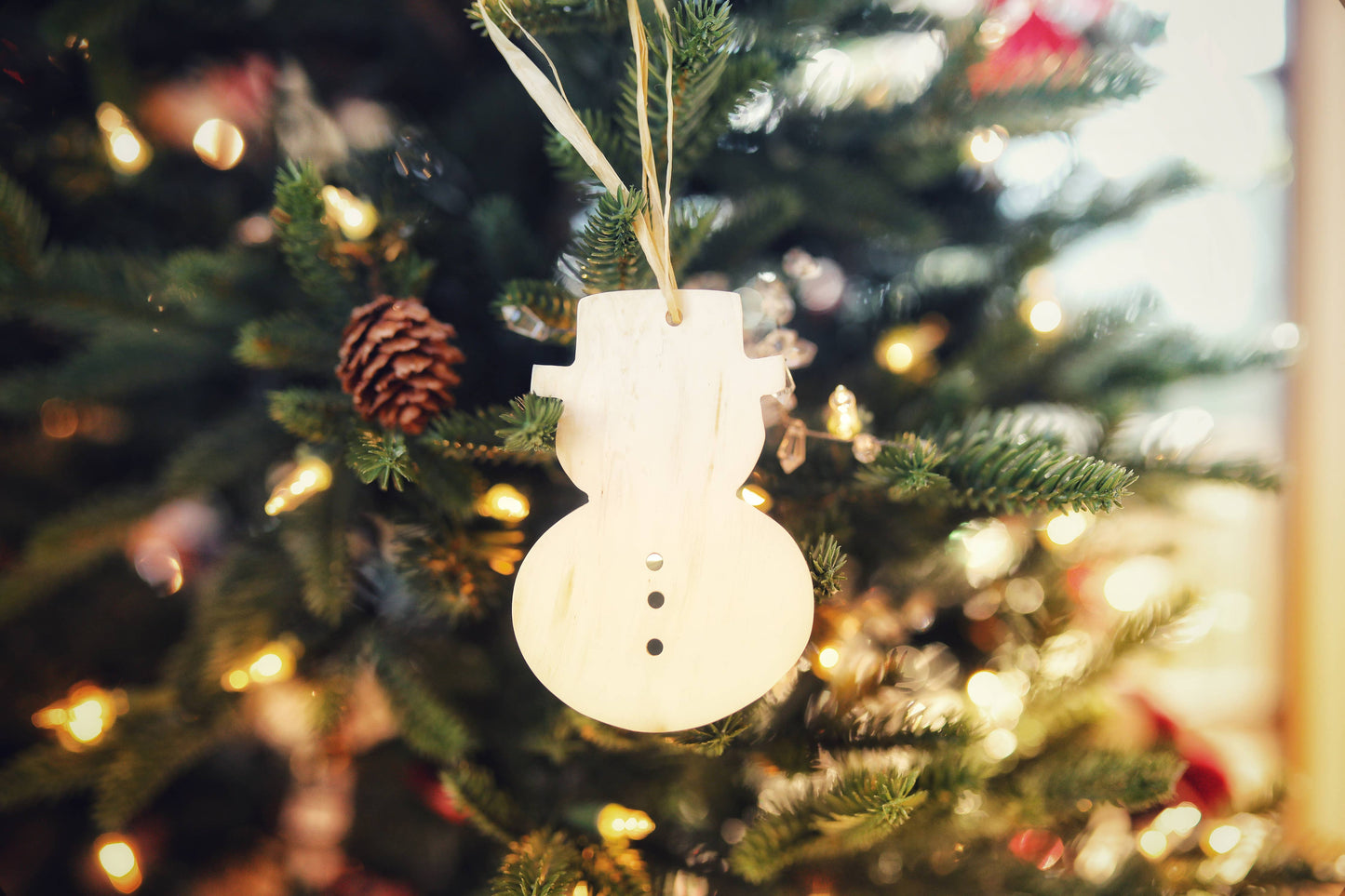 Snowman Cow Horn Ornament