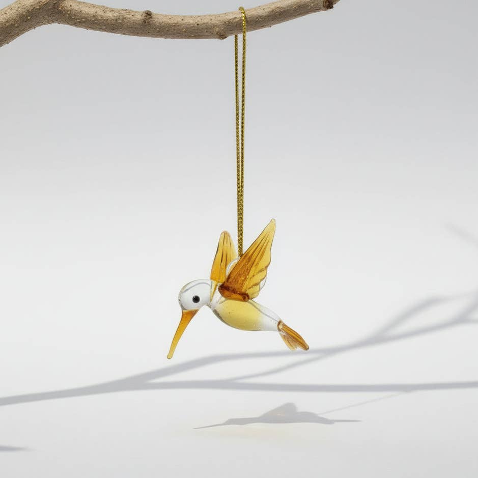 Blown Glass Ornament - Hummingbird Posing