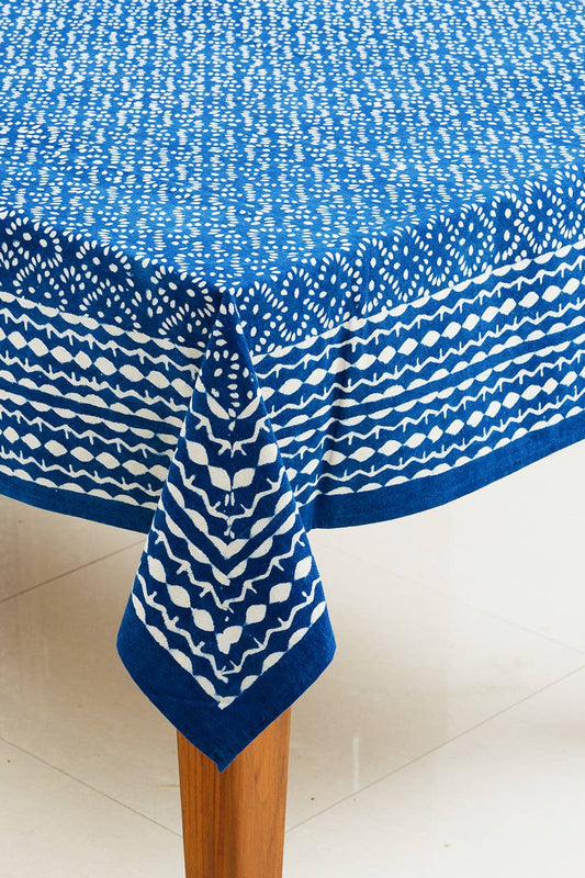 Indigo Block Print Tablecloth 60''x90''