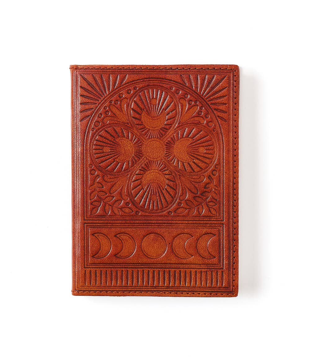 Refillable Leather Journal - Moon Phase/Embossed