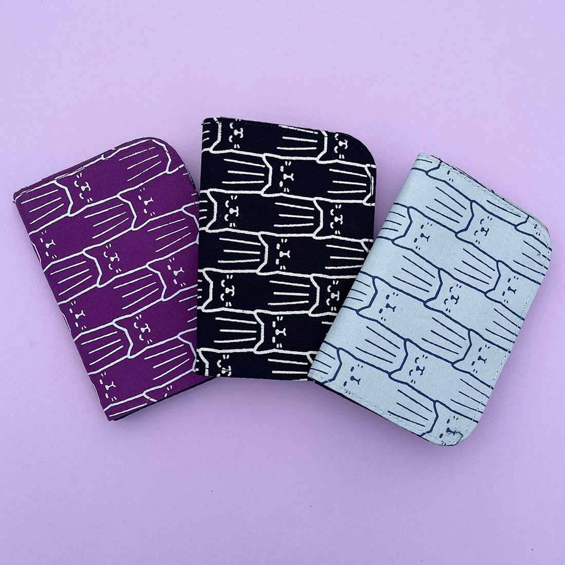 Cotton Canvas Cardholders - Cat Prints