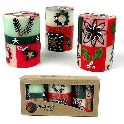 Ukhisimusi Hand Painted Votive Candles - Set of 3