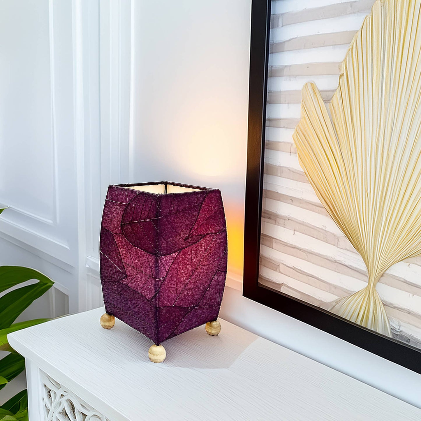 Mini Square Cocoa Leaf Lamp - Purple