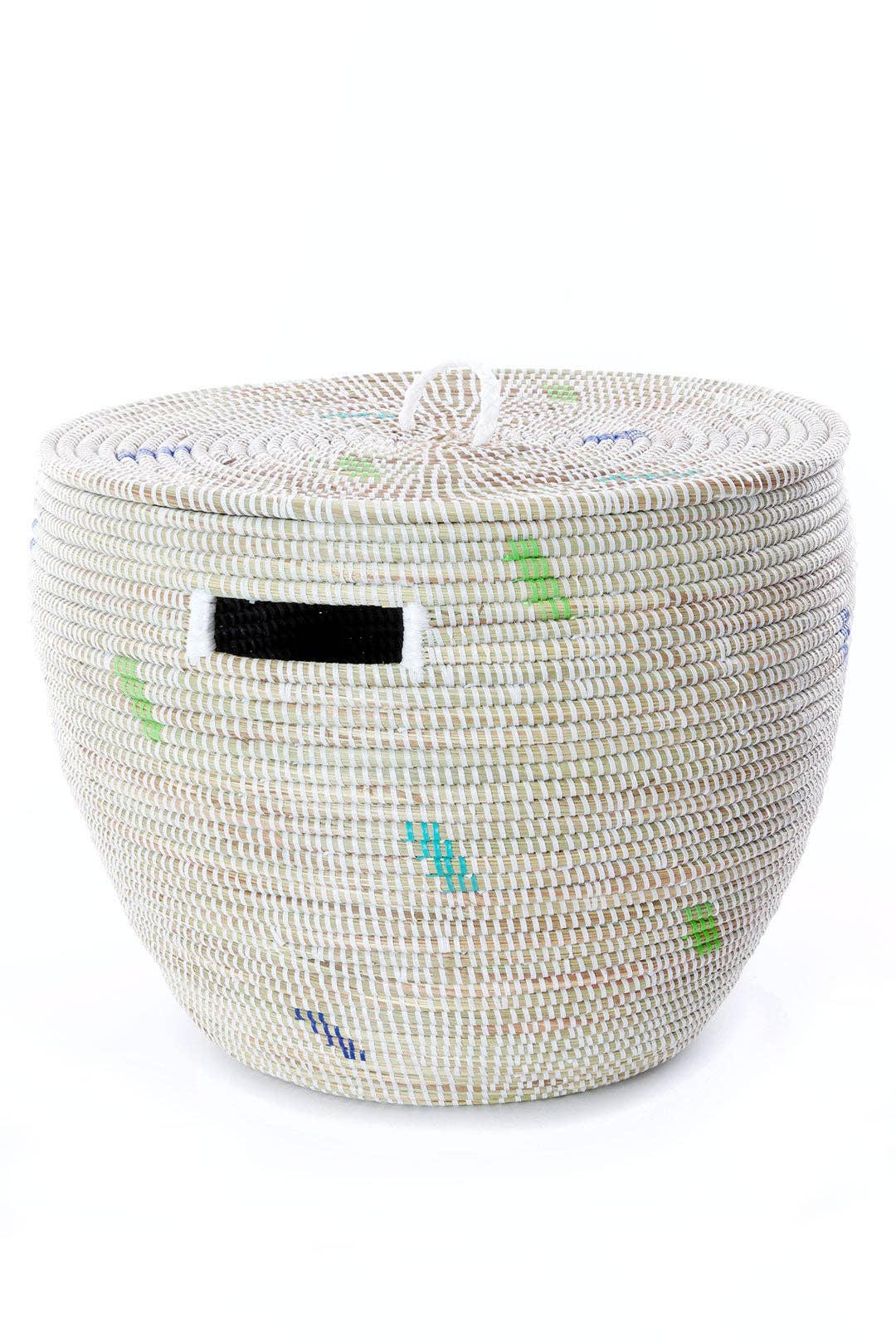 Green and Blue Dash Lidded Nesting Baskets